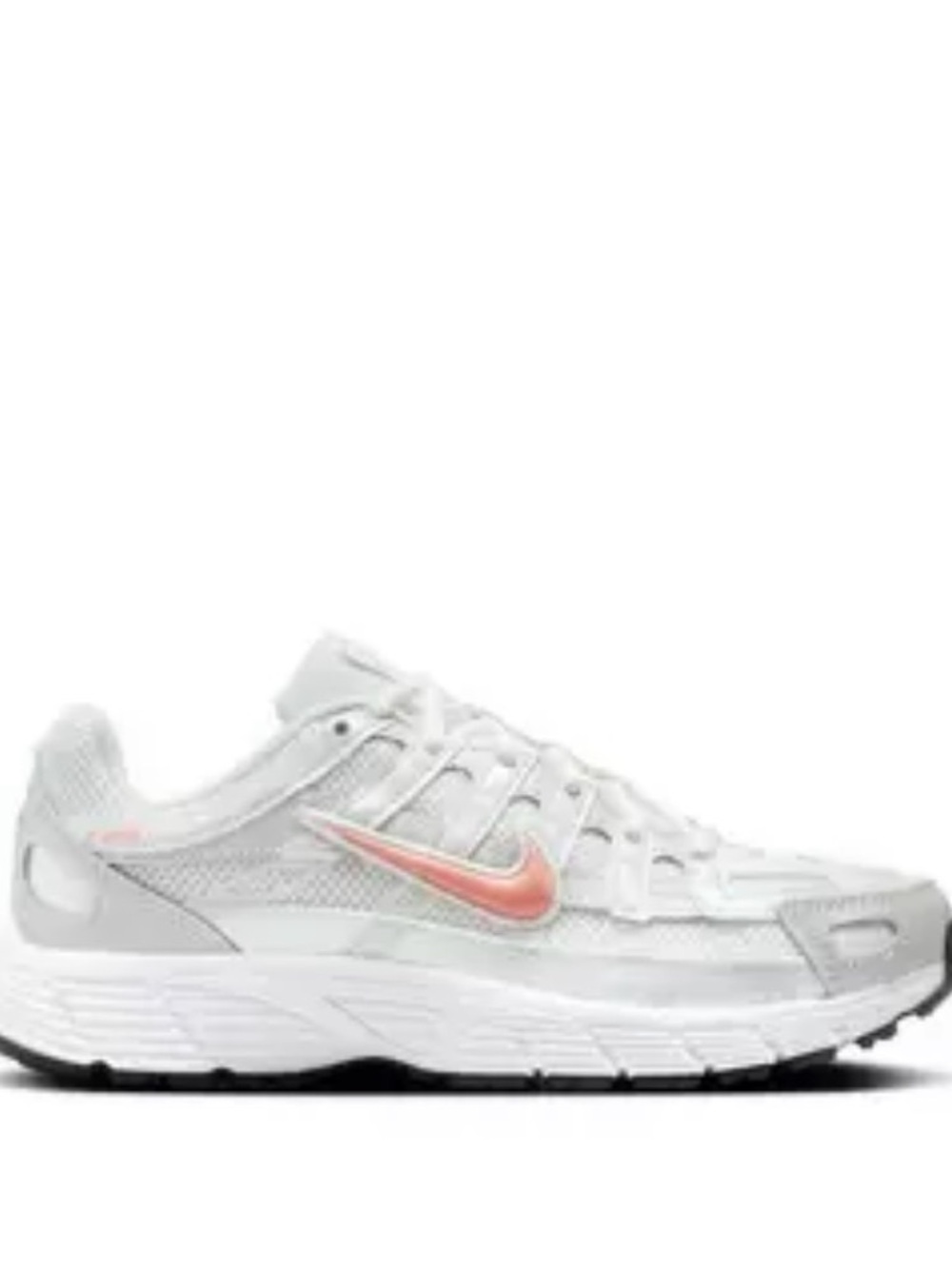 Nike Kids White Sneakers with Coral Pink Swoosh